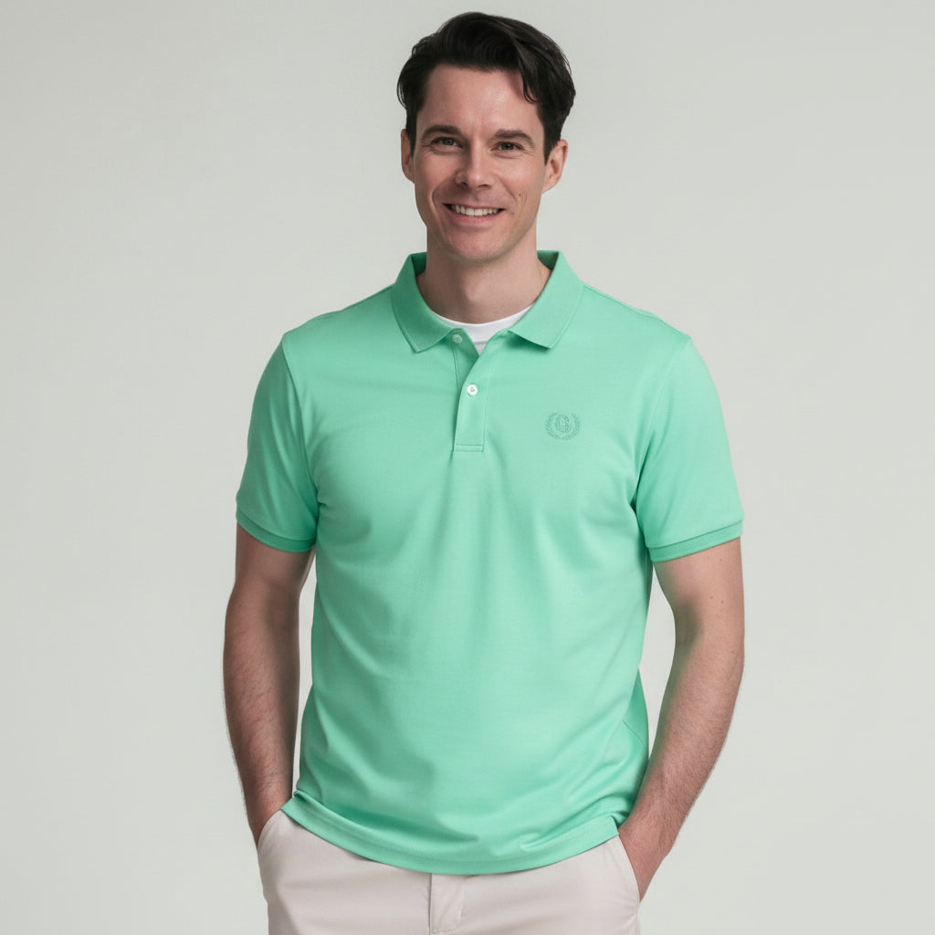Men's Slim Fit Liquid Touch Cotton Interlock Polo - Image 1