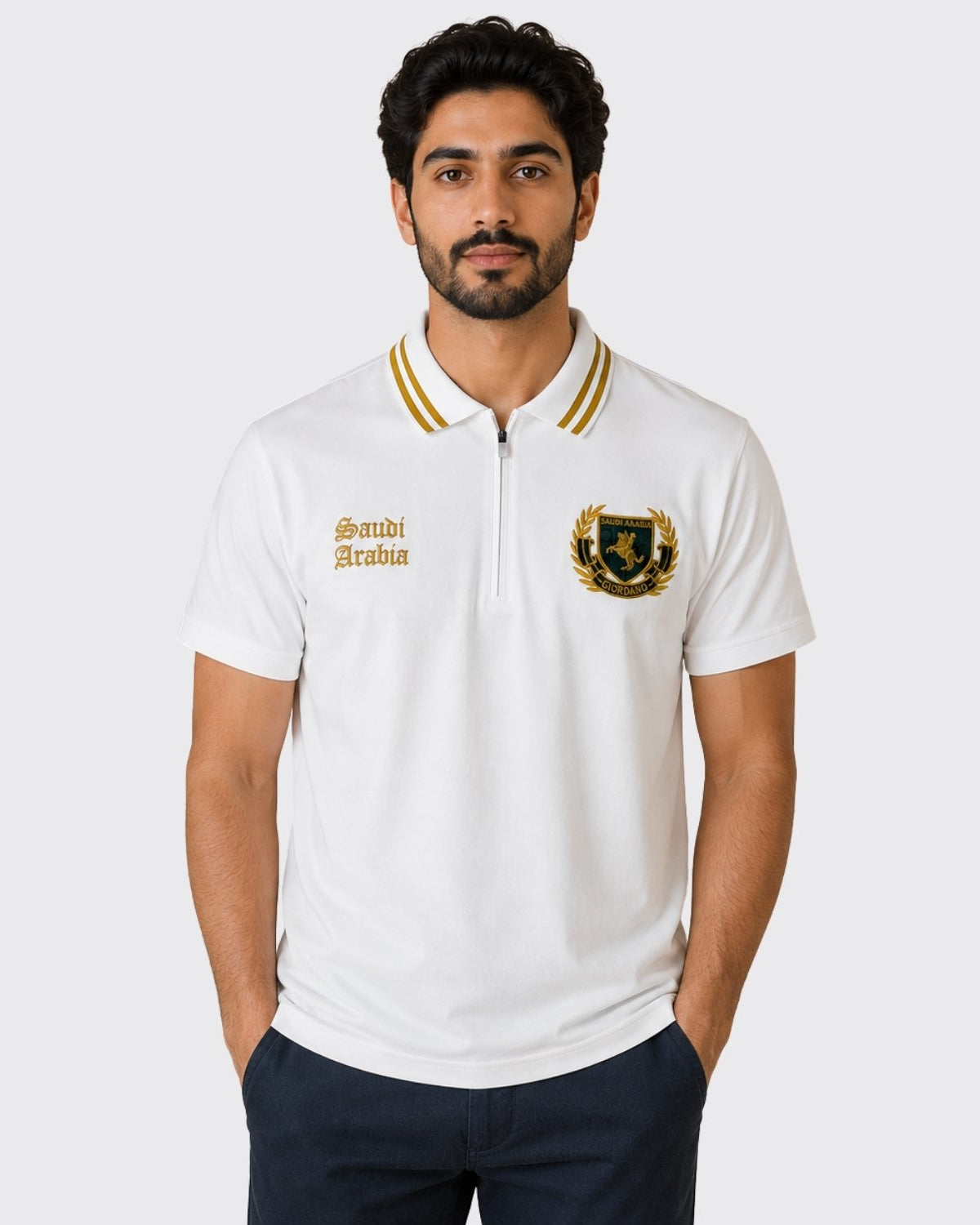 Men's Slim Fit Saudi National Day Polo - Image 1
