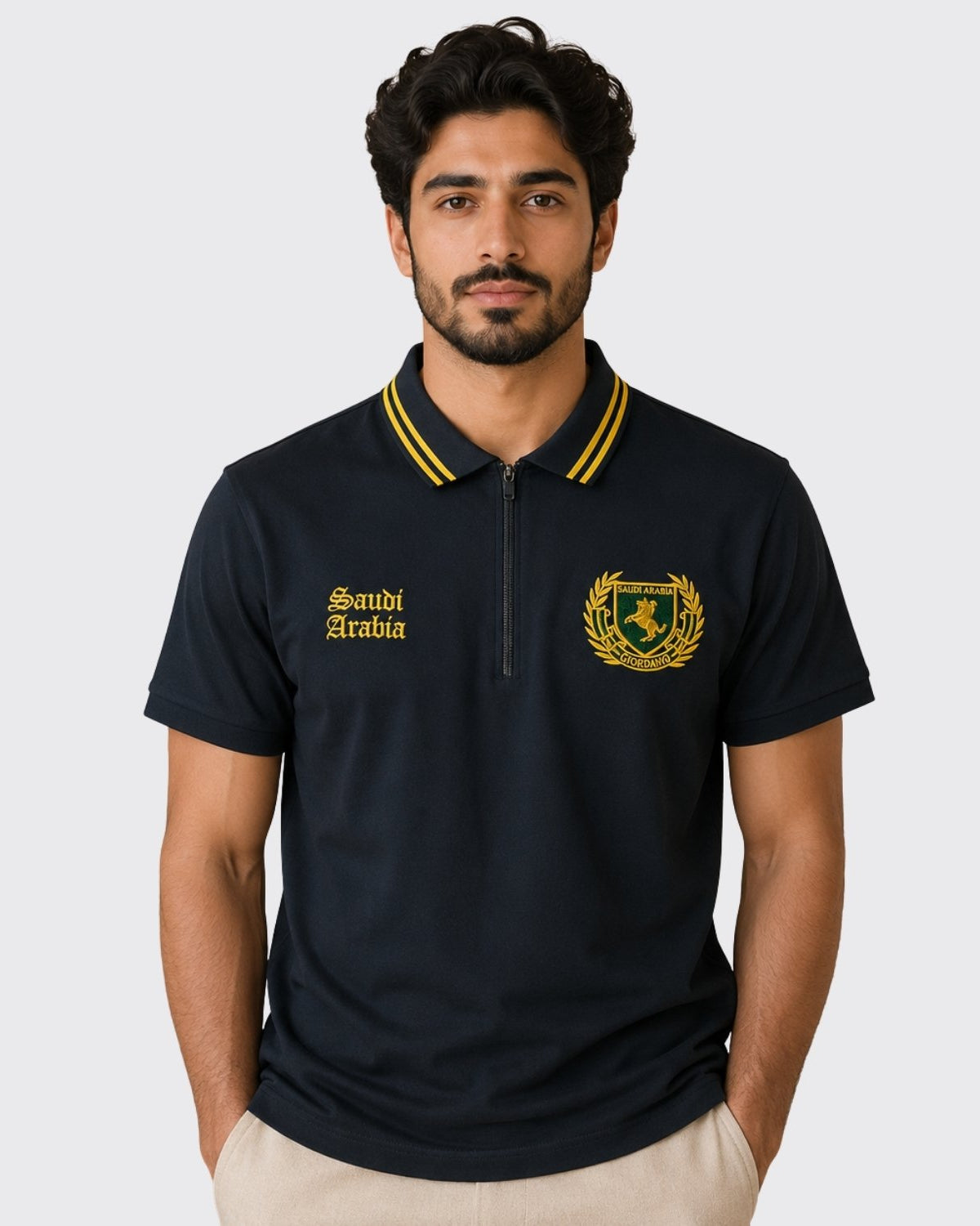 Men's Slim Fit Saudi National Day Polo - Image 1