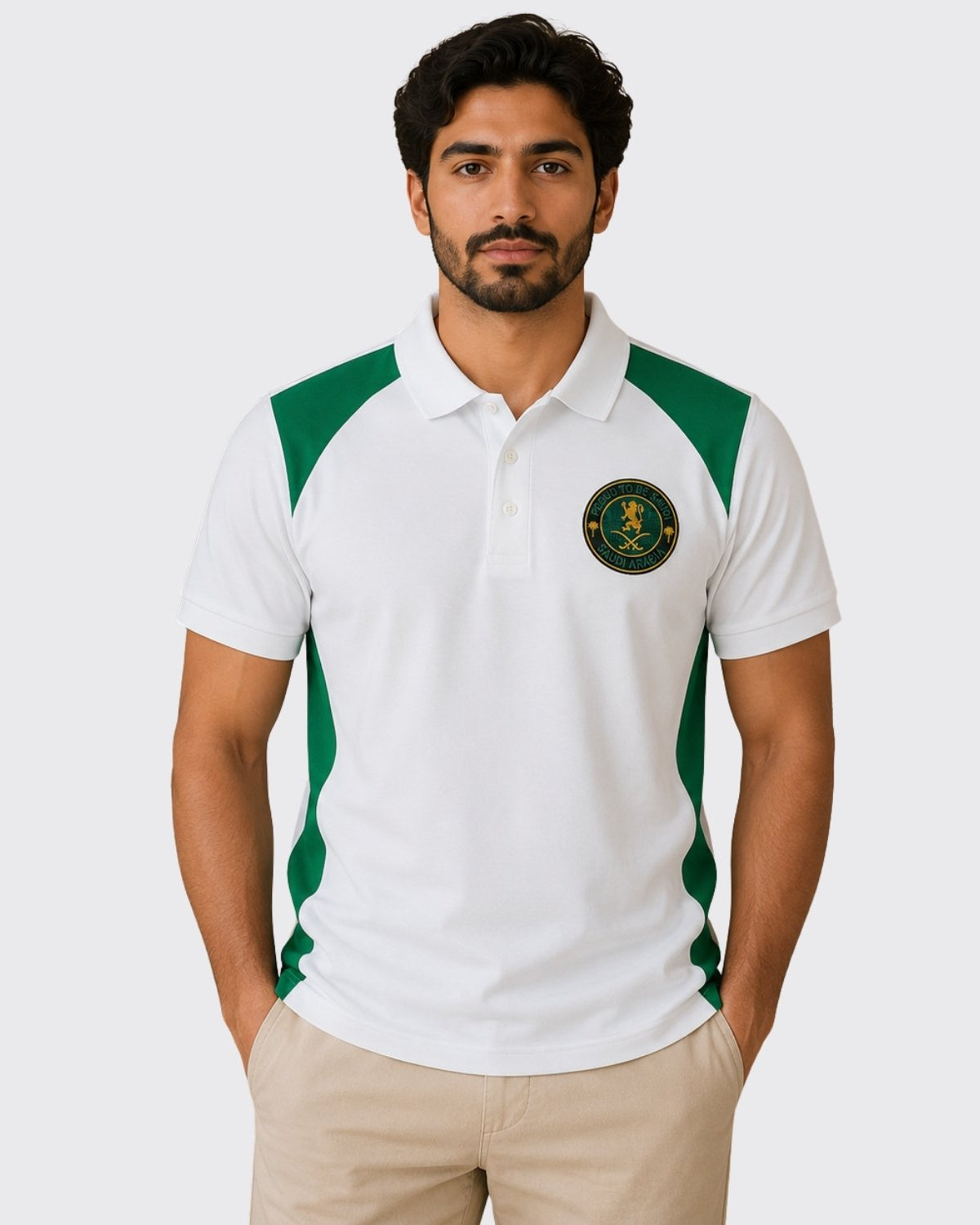 Men's Slim Fit Saudi National Day Polo - Image 1