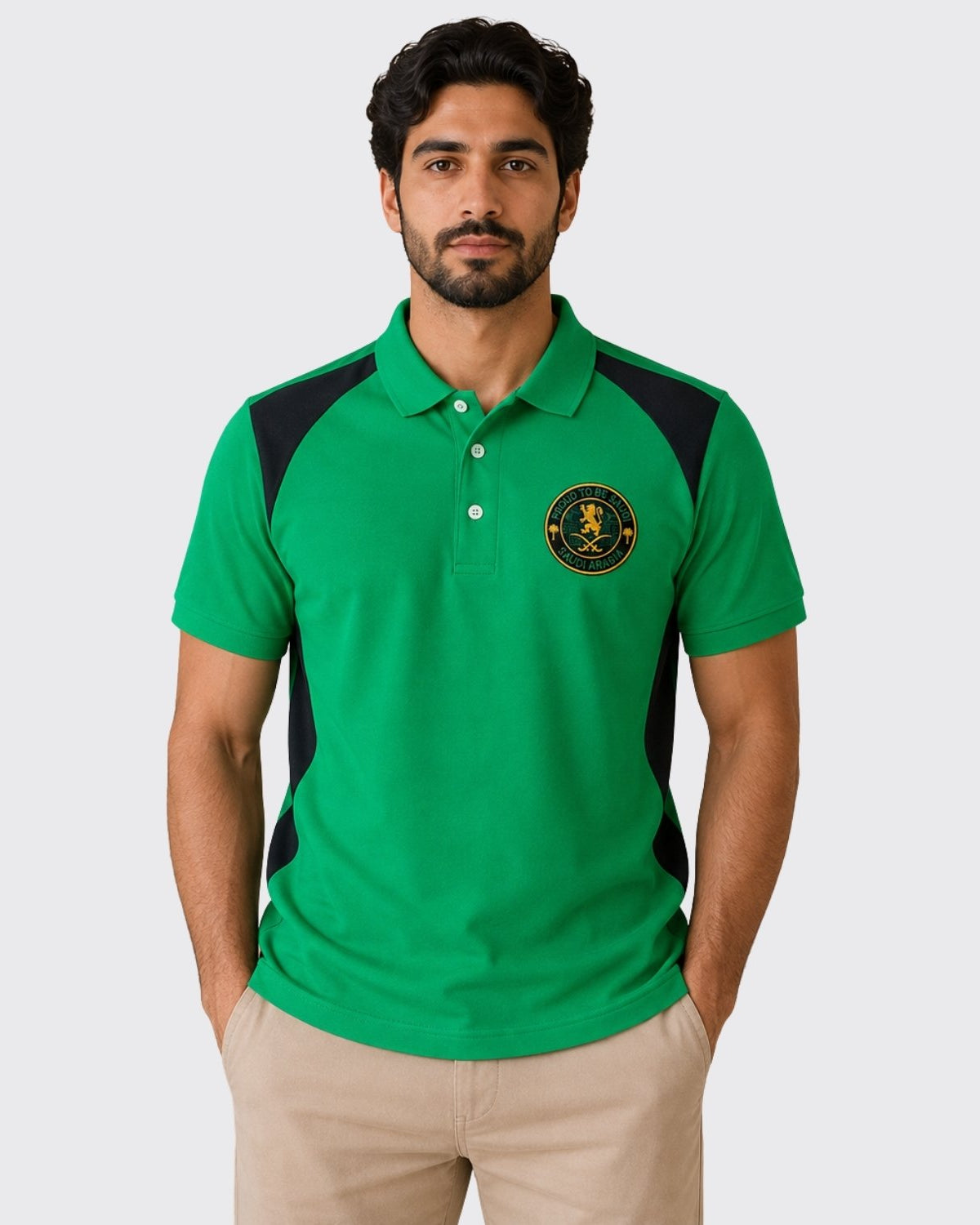 Men's Slim Fit Saudi National Day Polo - Image 1