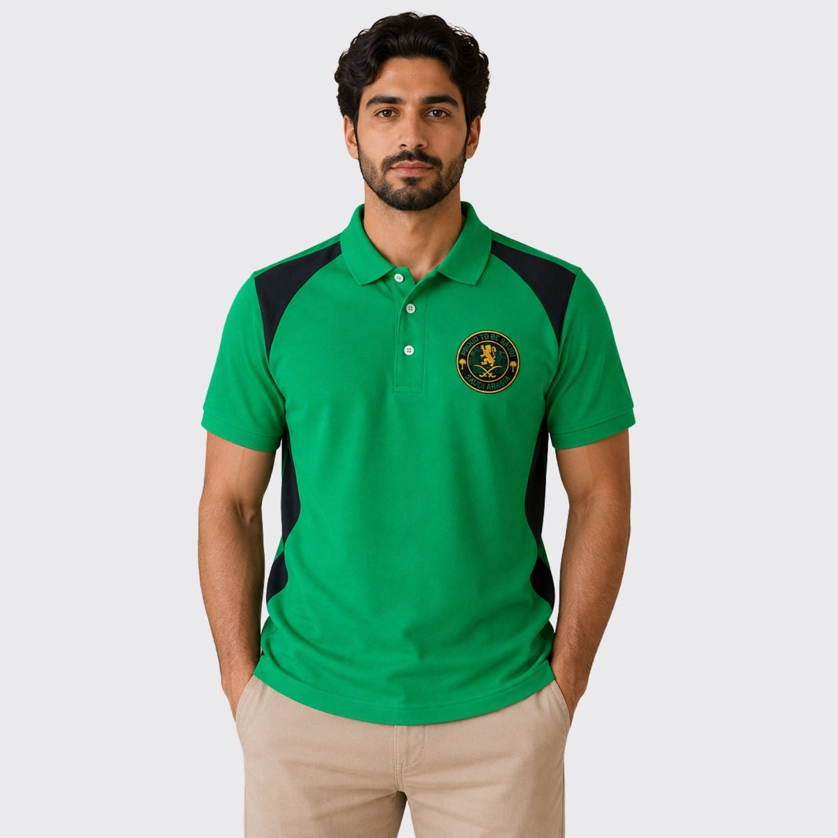 Men's Slim Fit Saudi National Day Polo - Image 1