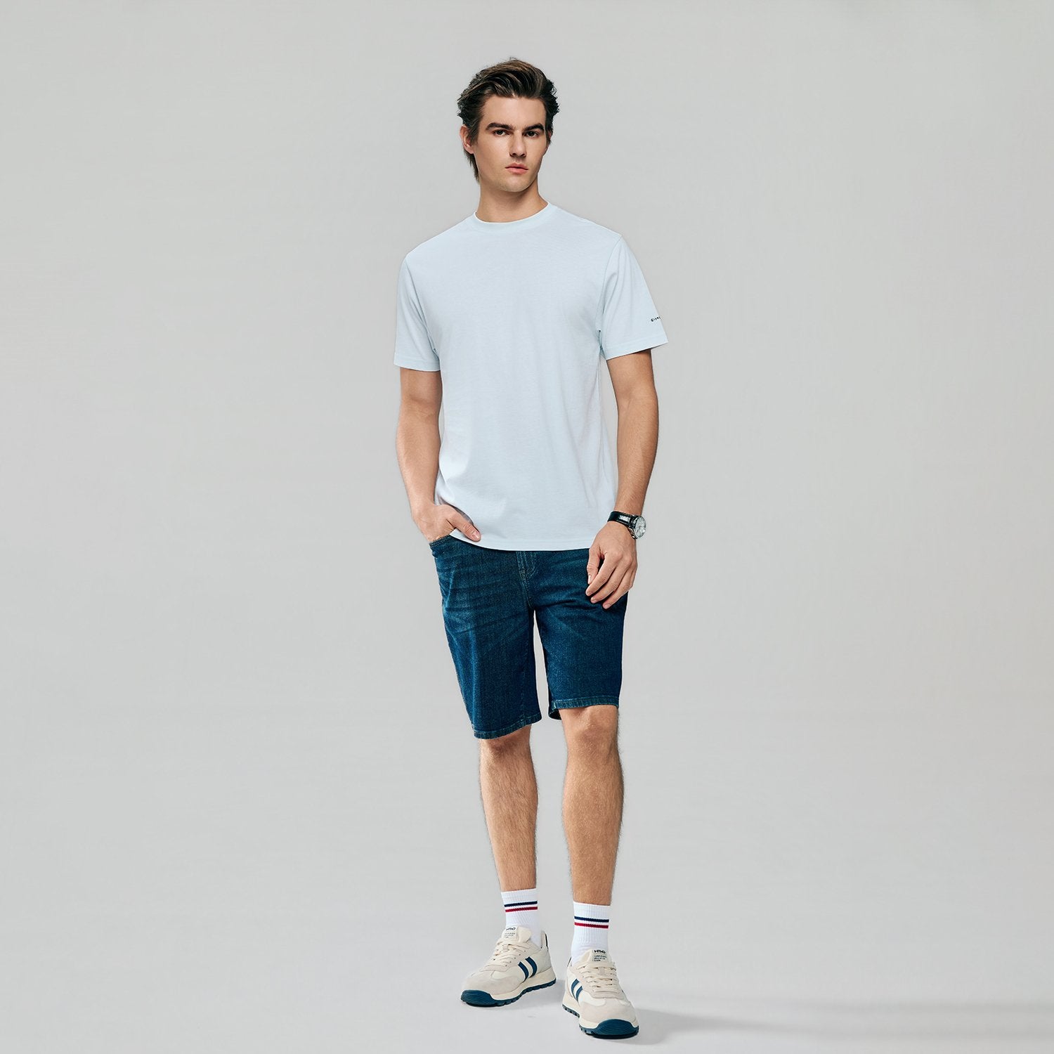 Men's Slim Fit Cotton Crew Neck Tee - Image 1