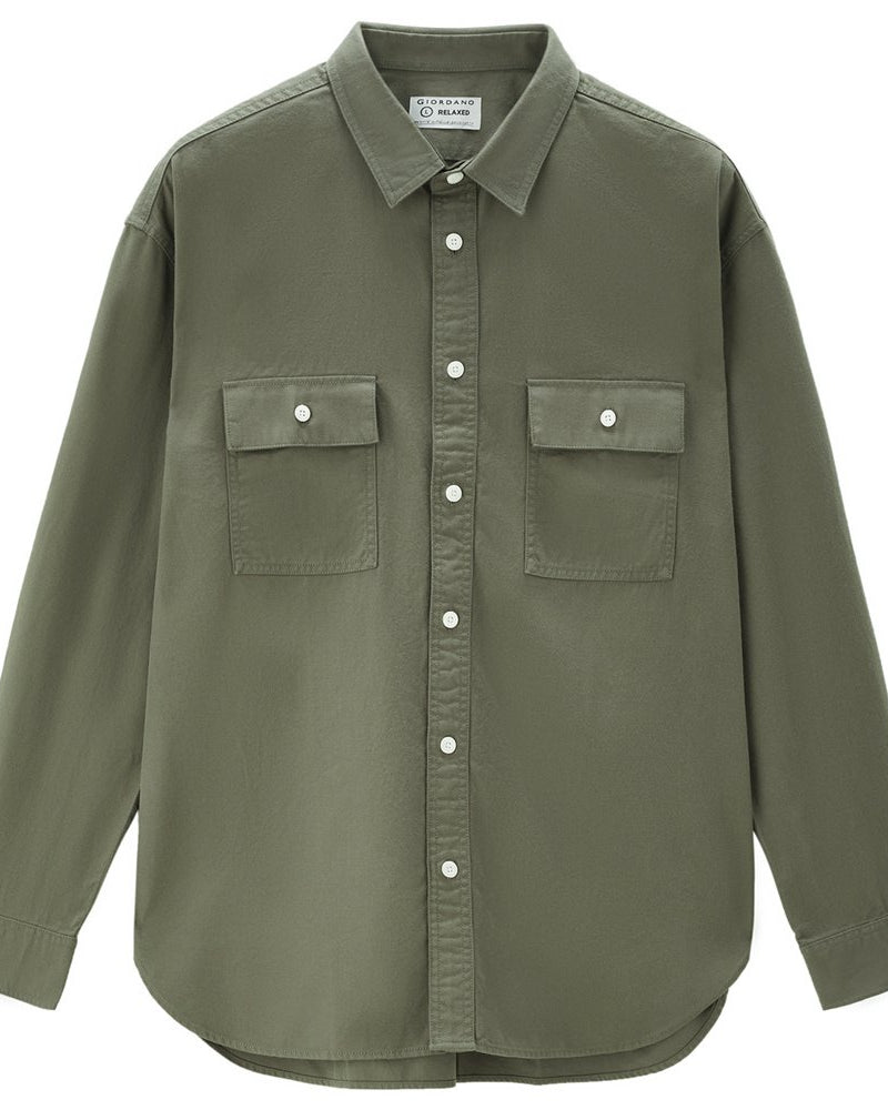 Men's Relaxed Fit Cotton Twill Long Sleeve Shirt - Image 3