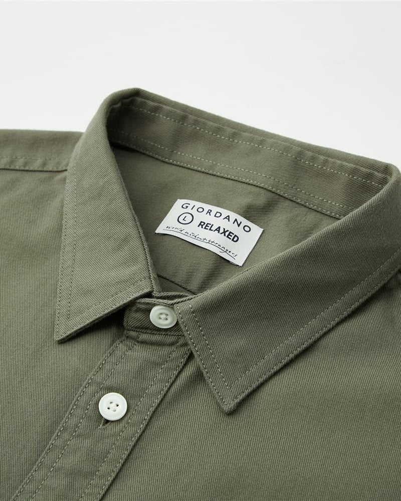 Men's Relaxed Fit Cotton Twill Long Sleeve Shirt - Image 5