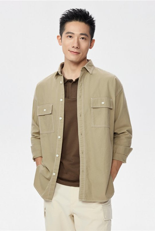 Men's Relaxed Fit Cotton Twill Long Sleeve Shirt - Image 1