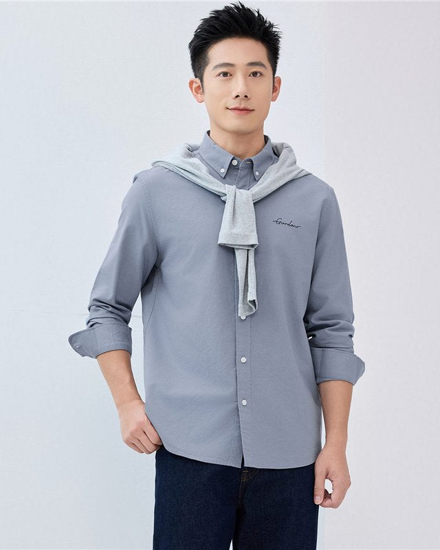 Men's Relaxed Fit Lyocell-Cotton Embroidered Shirt - Image 9