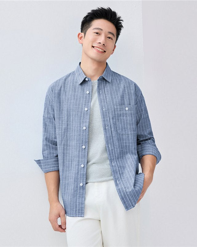 Men's Relaxed Fit Cotton Chambray Shirt - Image 1