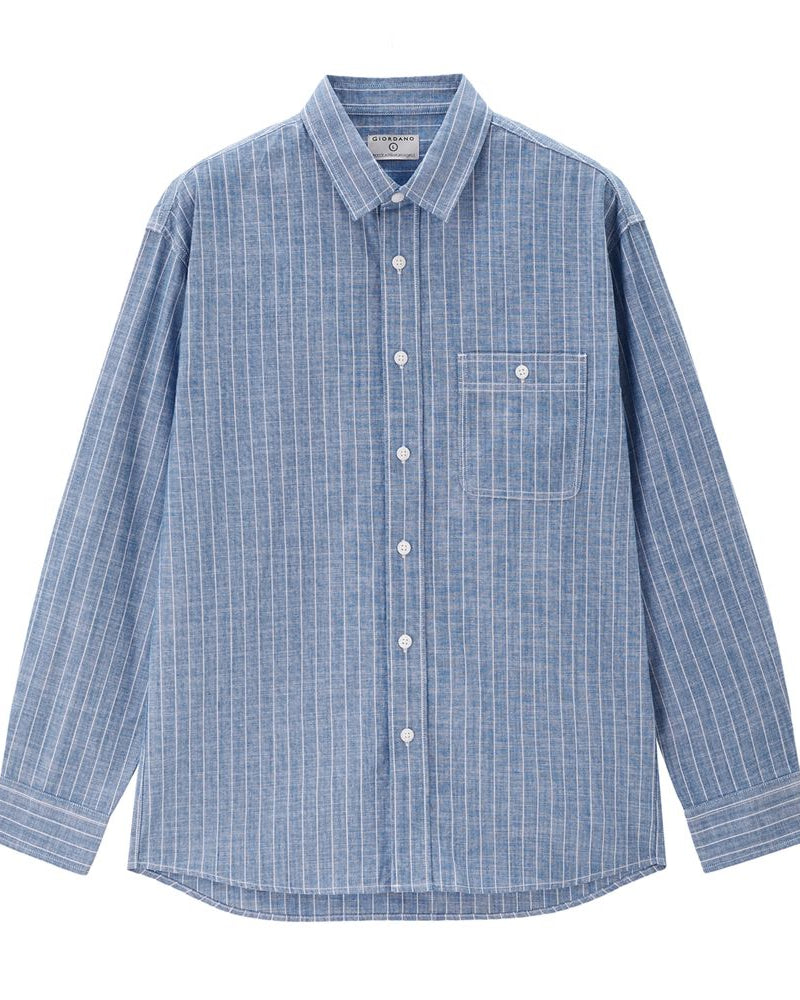 Men's Relaxed Fit Cotton Chambray Shirt - Image 3