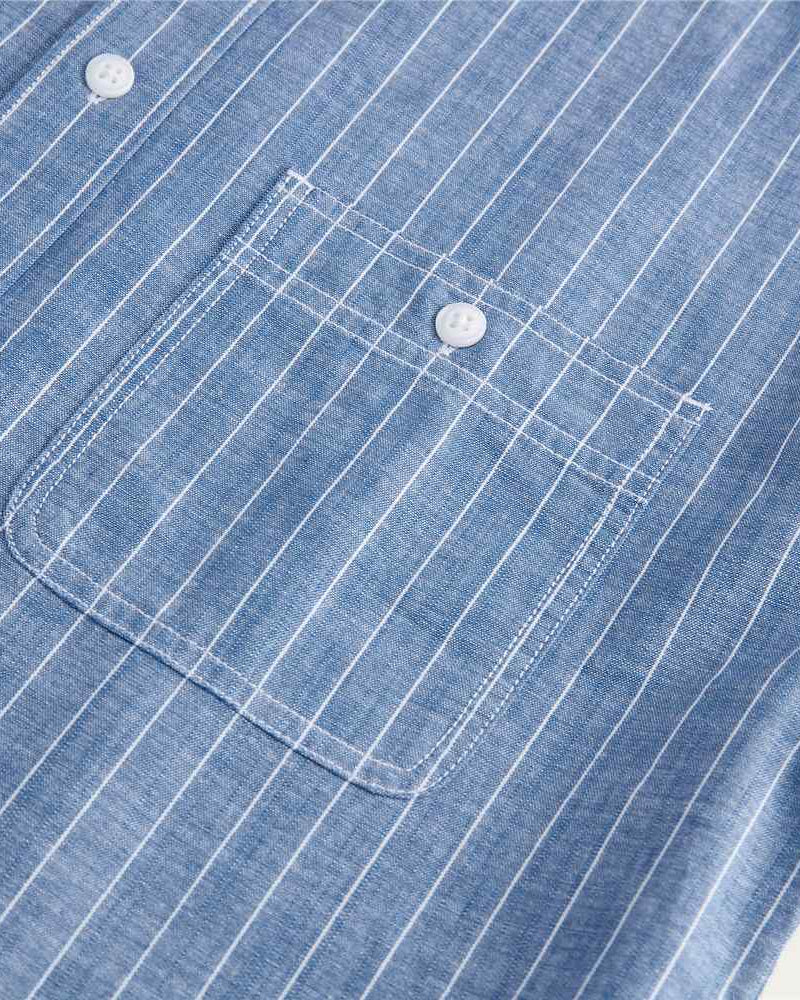 Men's Relaxed Fit Cotton Chambray Shirt - Image 6