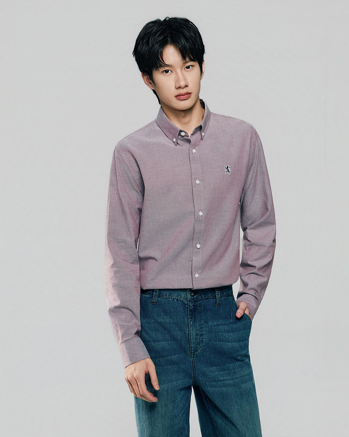 Men's Lion Oxford Slim Long Sleeve Shirt - Image 4