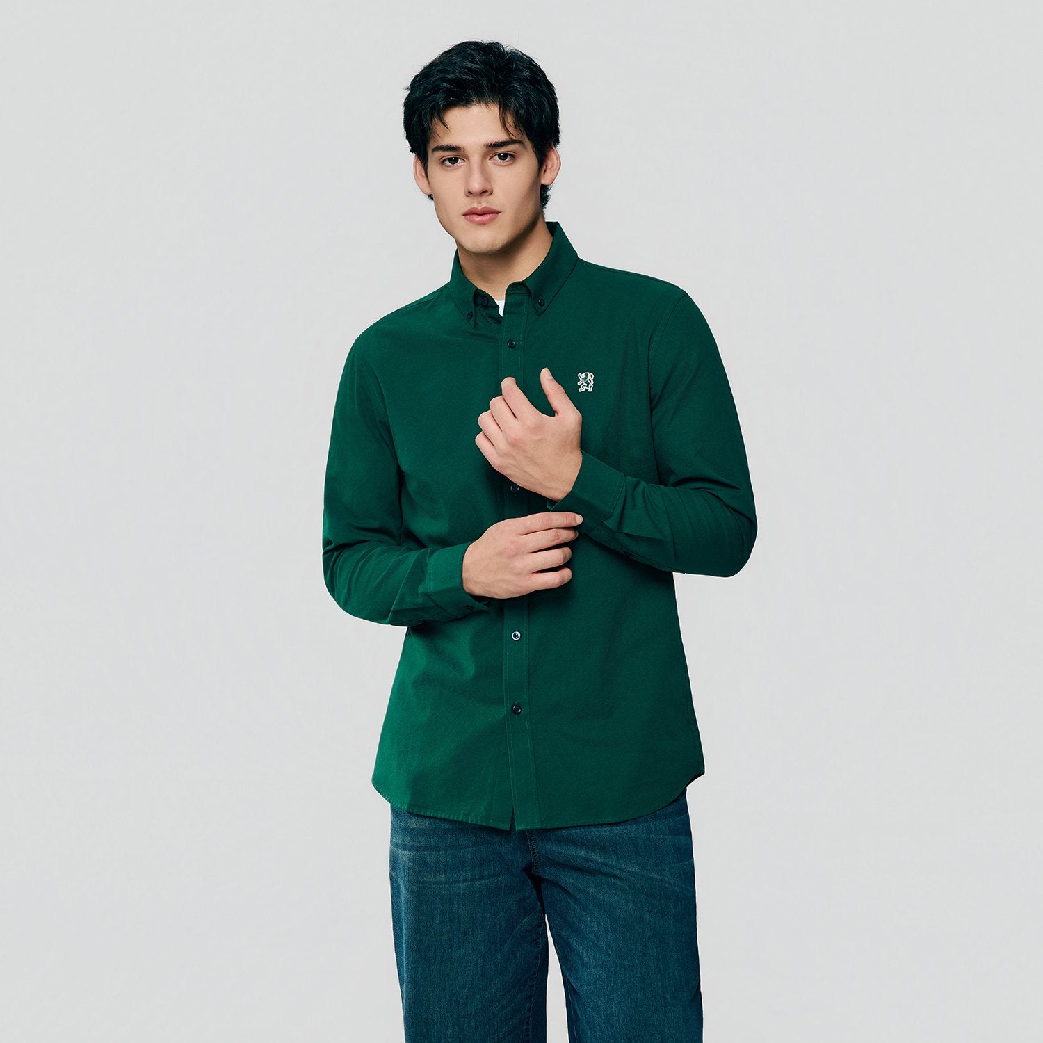 Men's Lion Oxford Slim Long Sleeve Shirt - Image 4