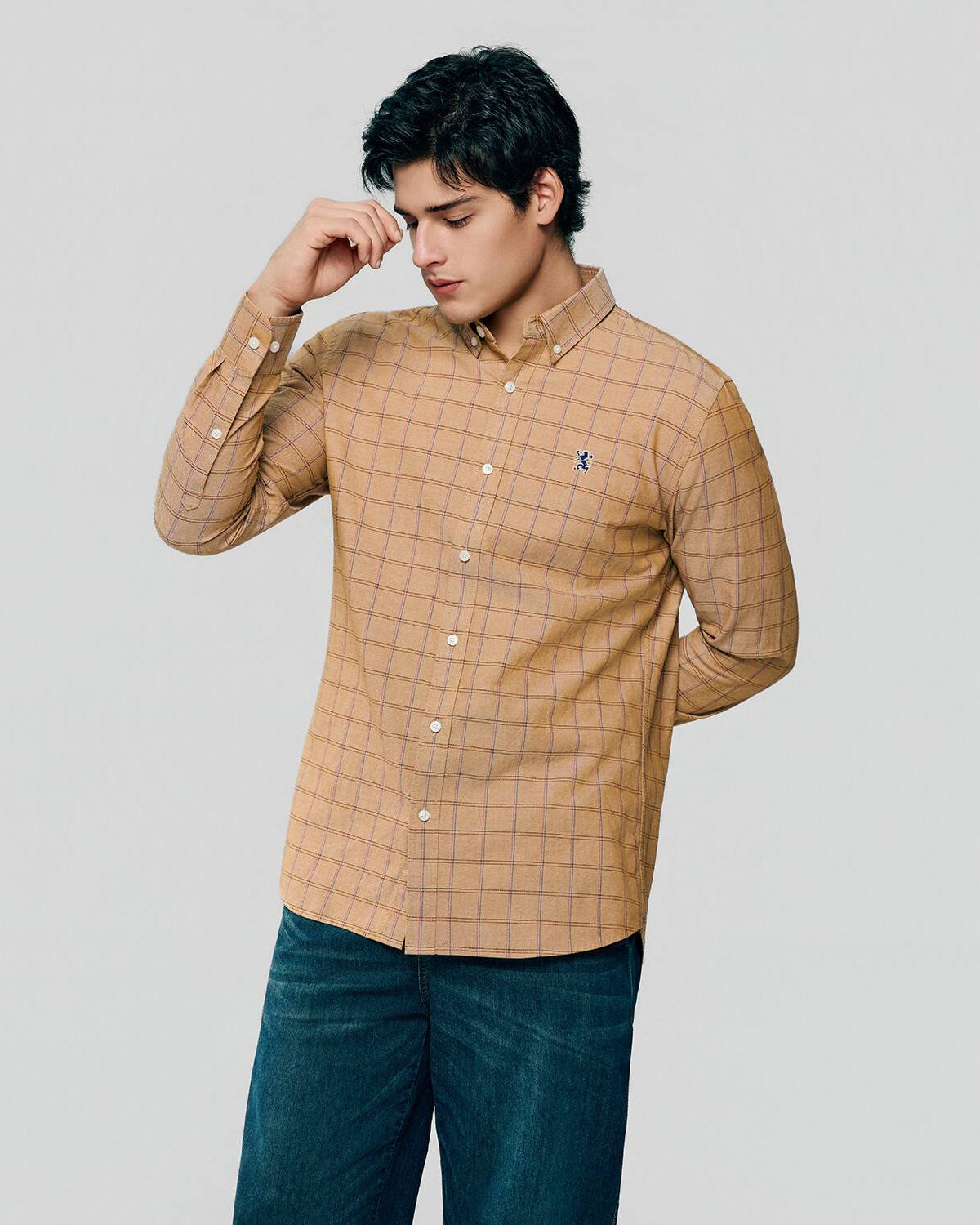 Men's Lion Oxford Slim Long Sleeve Shirt - Image 2