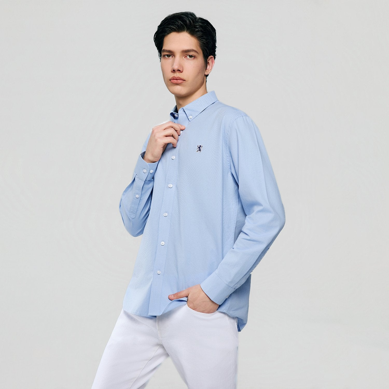 Men's Lion Oxford Slim Long Sleeve Shirt - Image 4