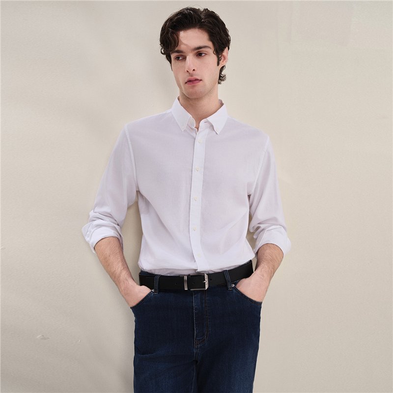 Men's Slim Fit Front Garment Washed Shirt - Image 1