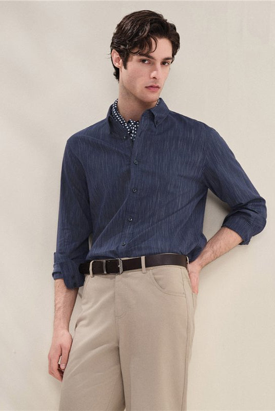 Men's Slim Fit Front Garment Washed Shirt - Image 2