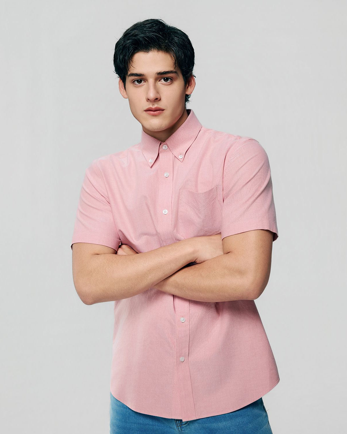 Men's Wrinkle Free Oxford Short Sleeve Shirt - Image 5