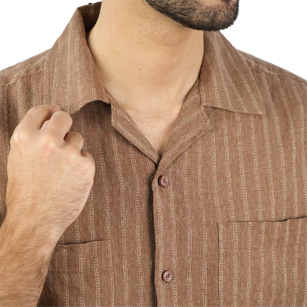 Men's Linen Cotton Poplin Relaxed Fit Button Front Shirt - Image 3