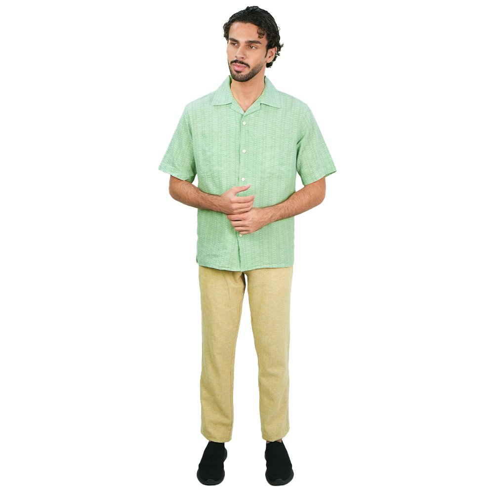 Men's Linen Cotton Poplin Relaxed Fit Button Front Shirt - Image 2