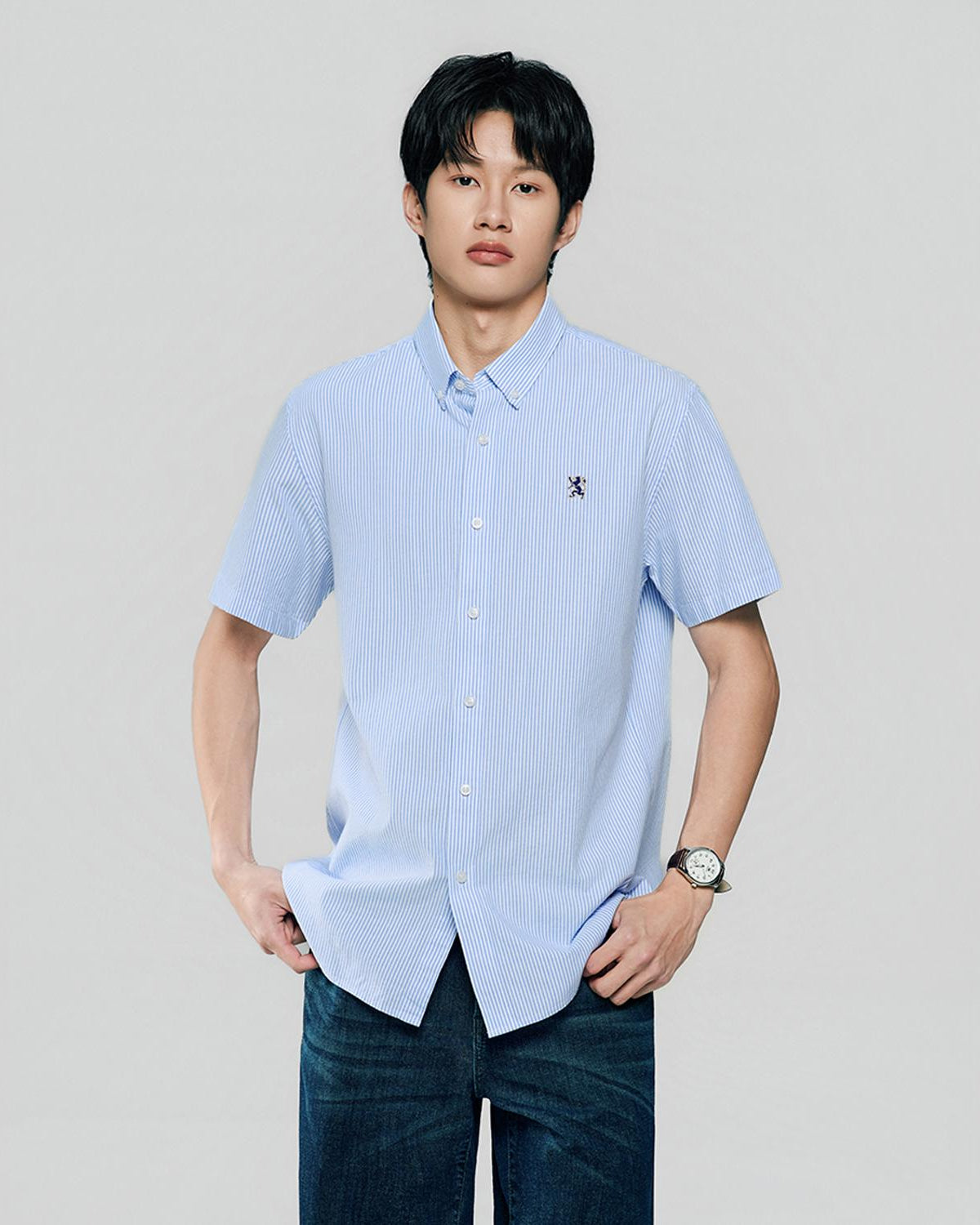Men's Lion Oxford Slim Short Sleeve Shirt - Image 2