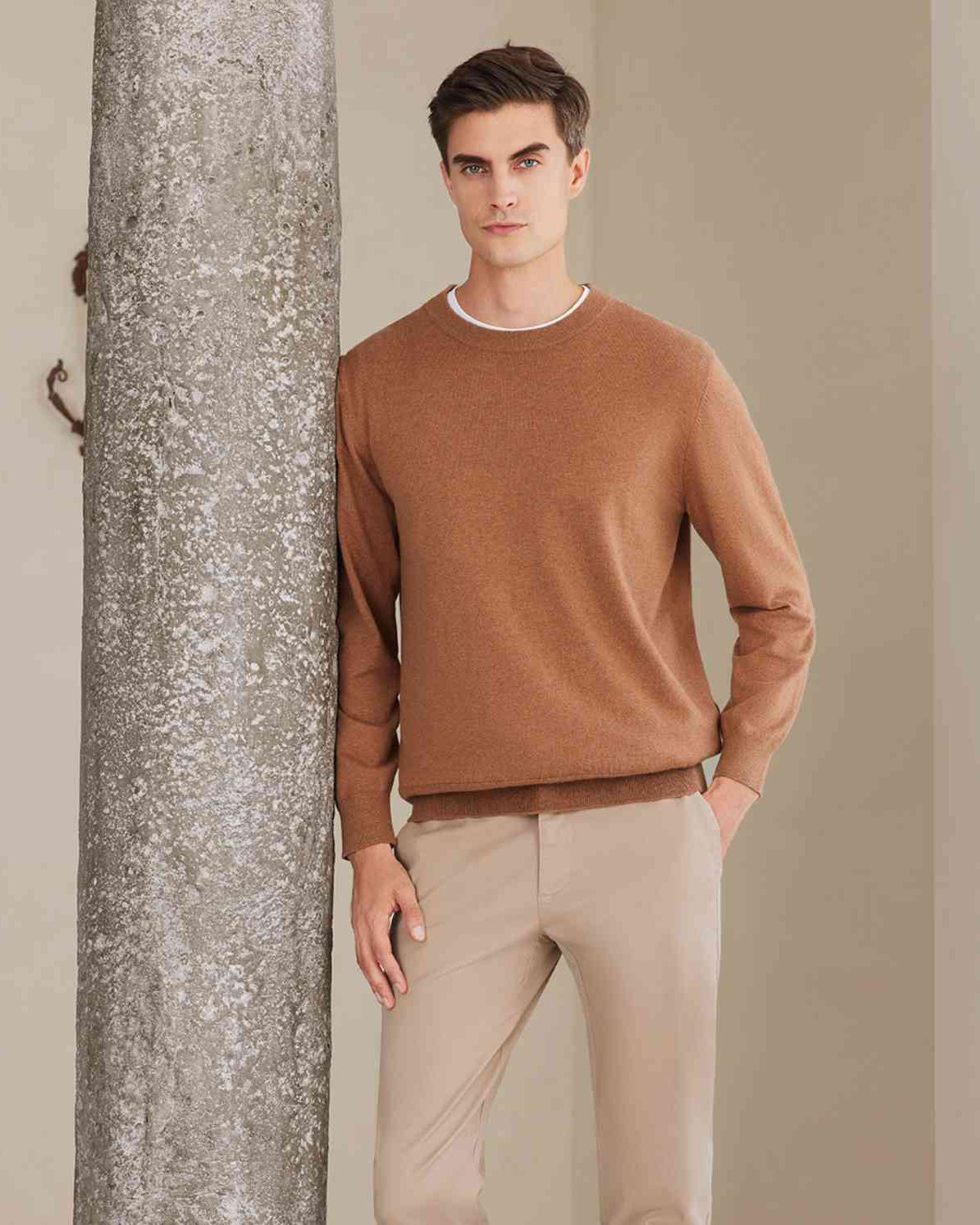 Men's Crew Neck Long Sleeve Relaxed Fit Pullover - Image 1