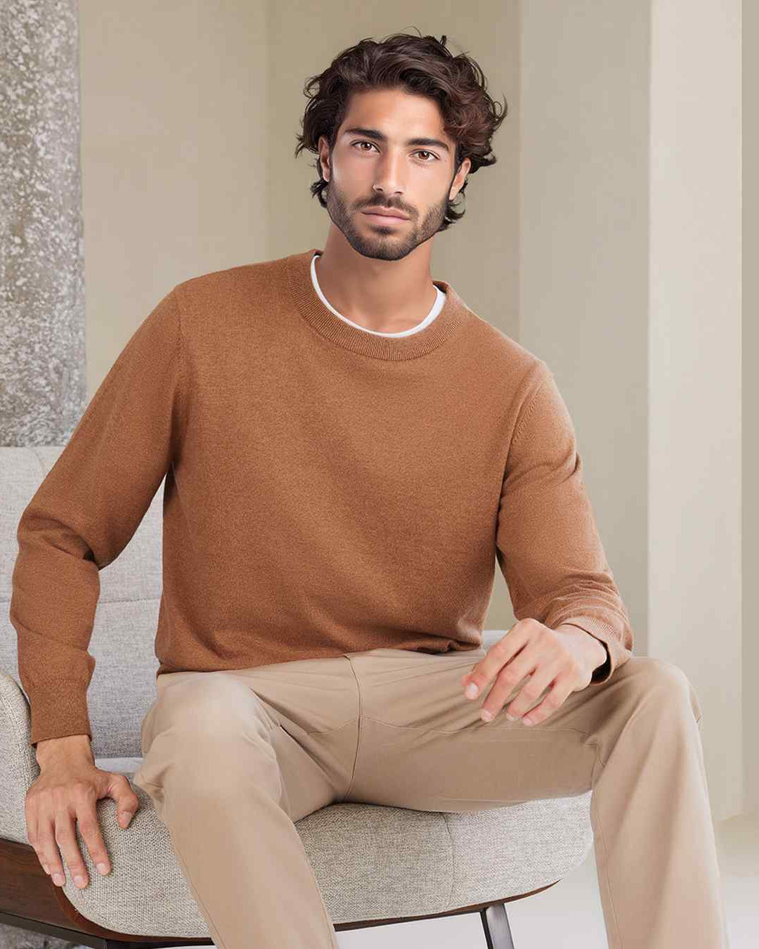 Men's Crew Neck Long Sleeve Relaxed Fit Pullover - Image 2