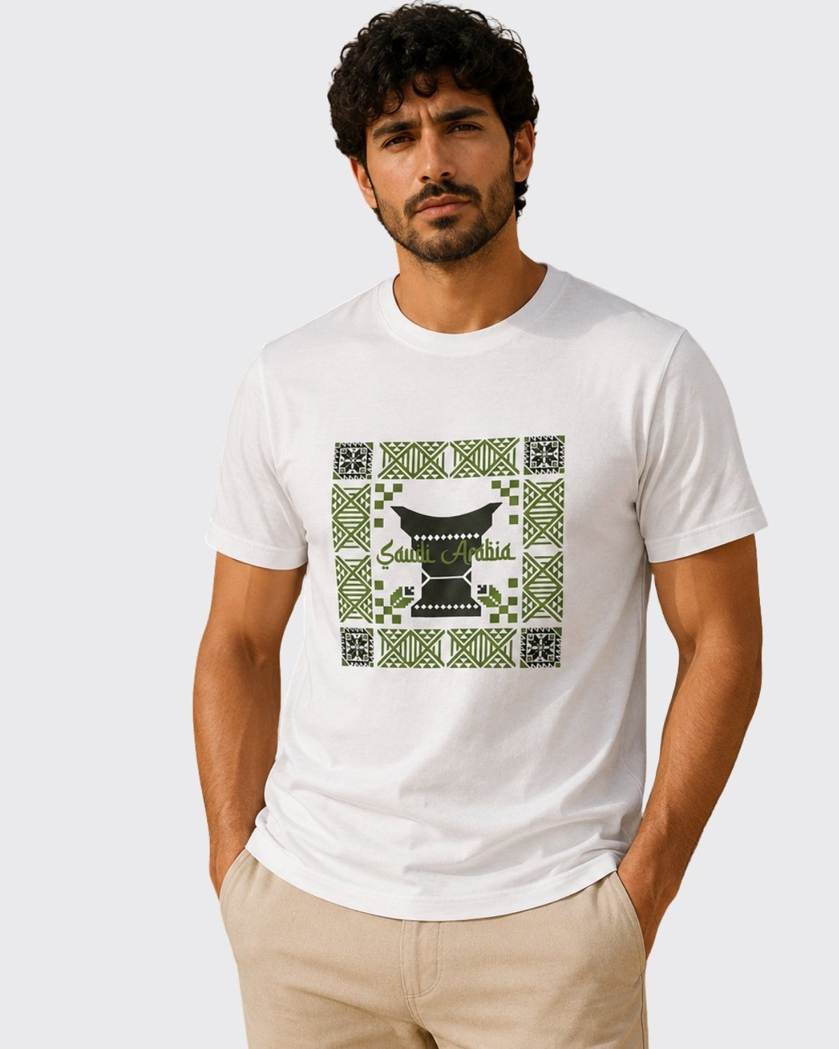 Men's Slim Fit Saudi National Day Print Tee - Image 1