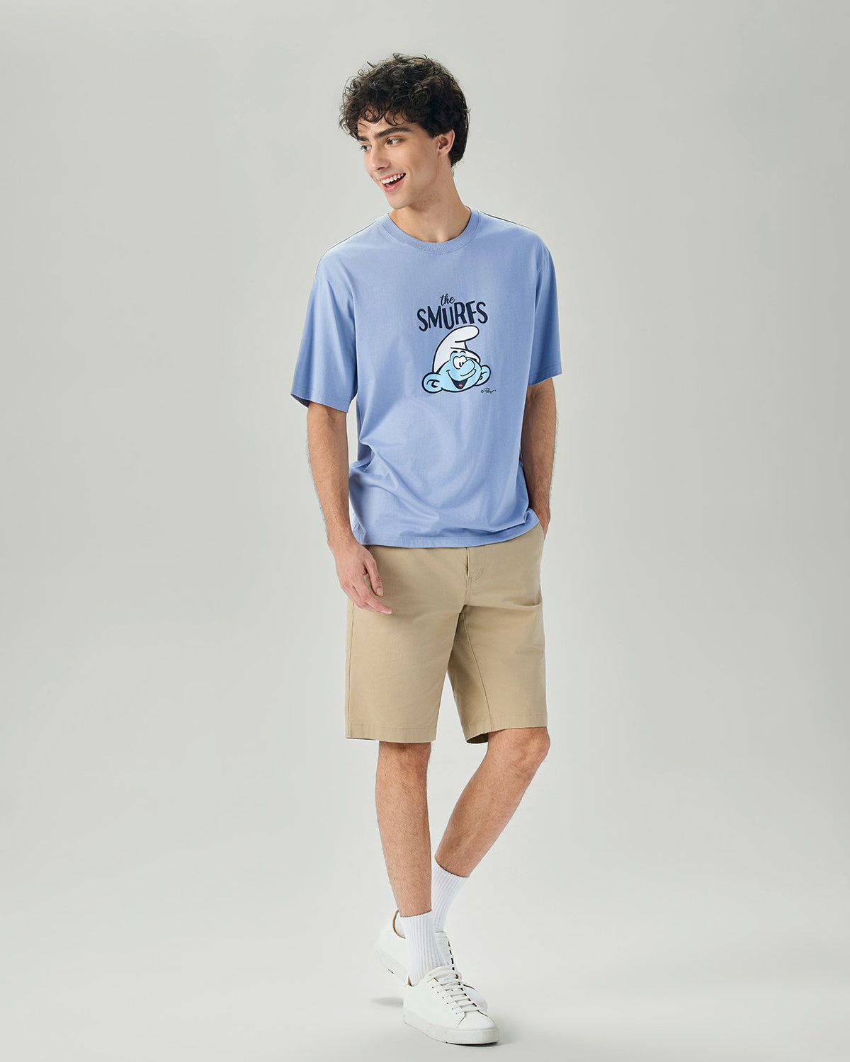 Men's Relaxed Fit Smurfs Print Crew Neck Tee - Image 1