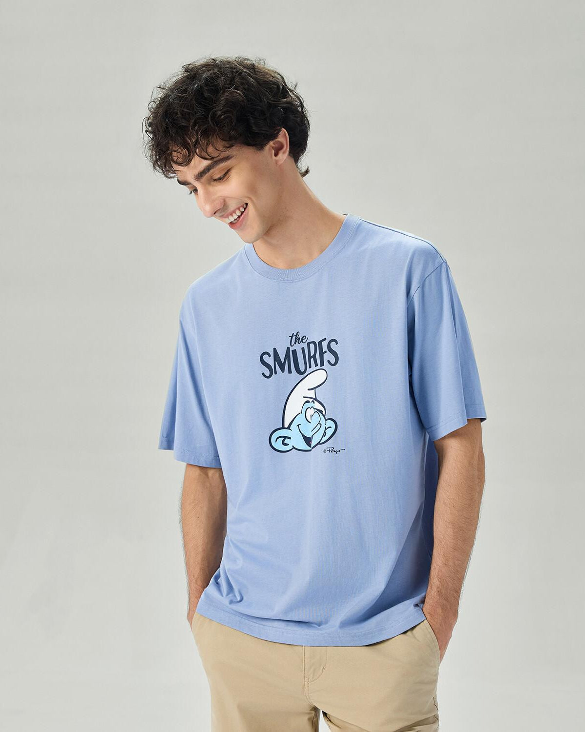 Men's Relaxed Fit Smurfs Print Crew Neck Tee - Image 2