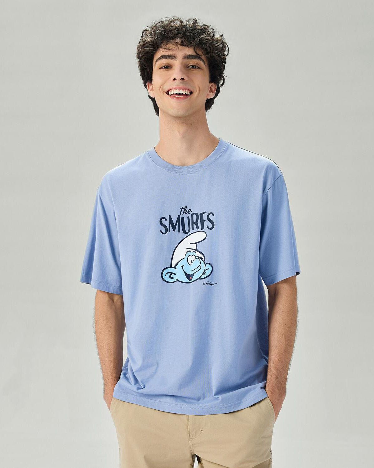 Men's Relaxed Fit Smurfs Print Crew Neck Tee - Image 3