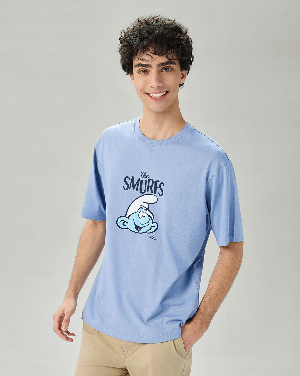 Men's Relaxed Fit Smurfs Print Crew Neck Tee - Image 5