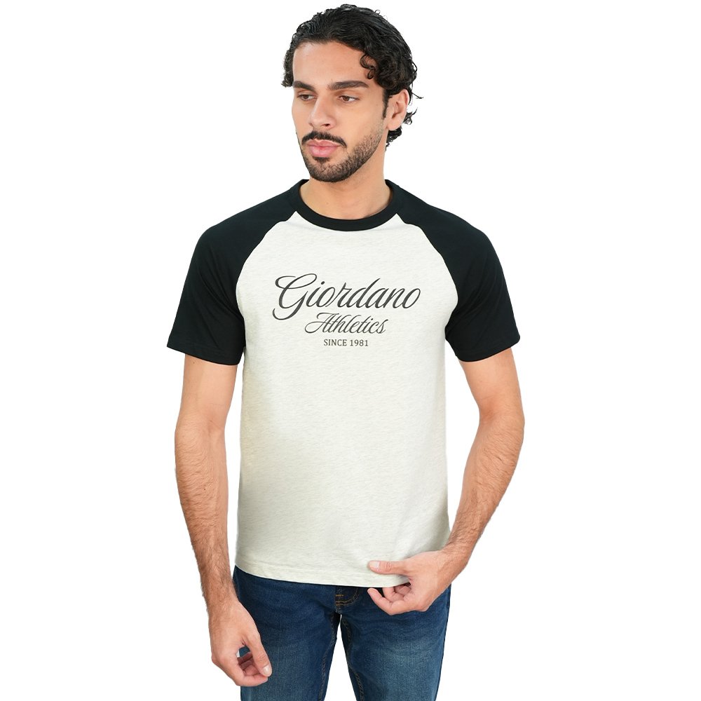 Men's Slim Cotton Raglan Athletics Print Tee - Image 1