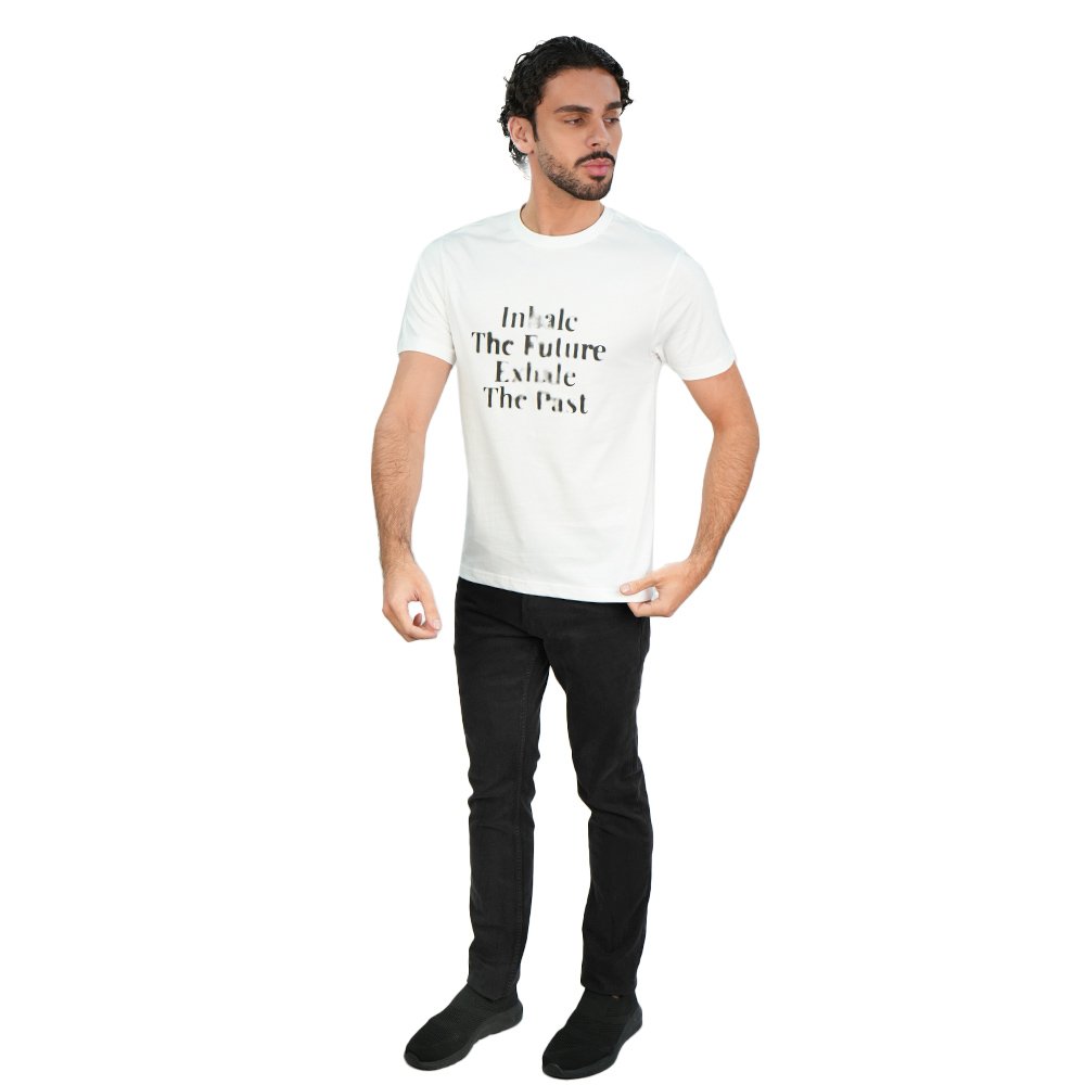Men's Slim Cotton Crew Neck Message Print Tee - Image 2