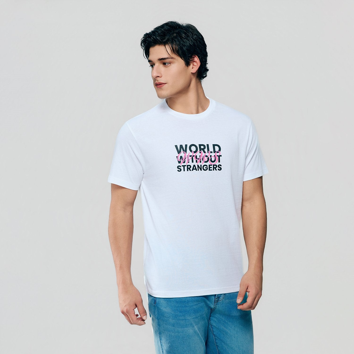 Men's Cotton Crew Neck Slim Print T-Shirt - Image 2