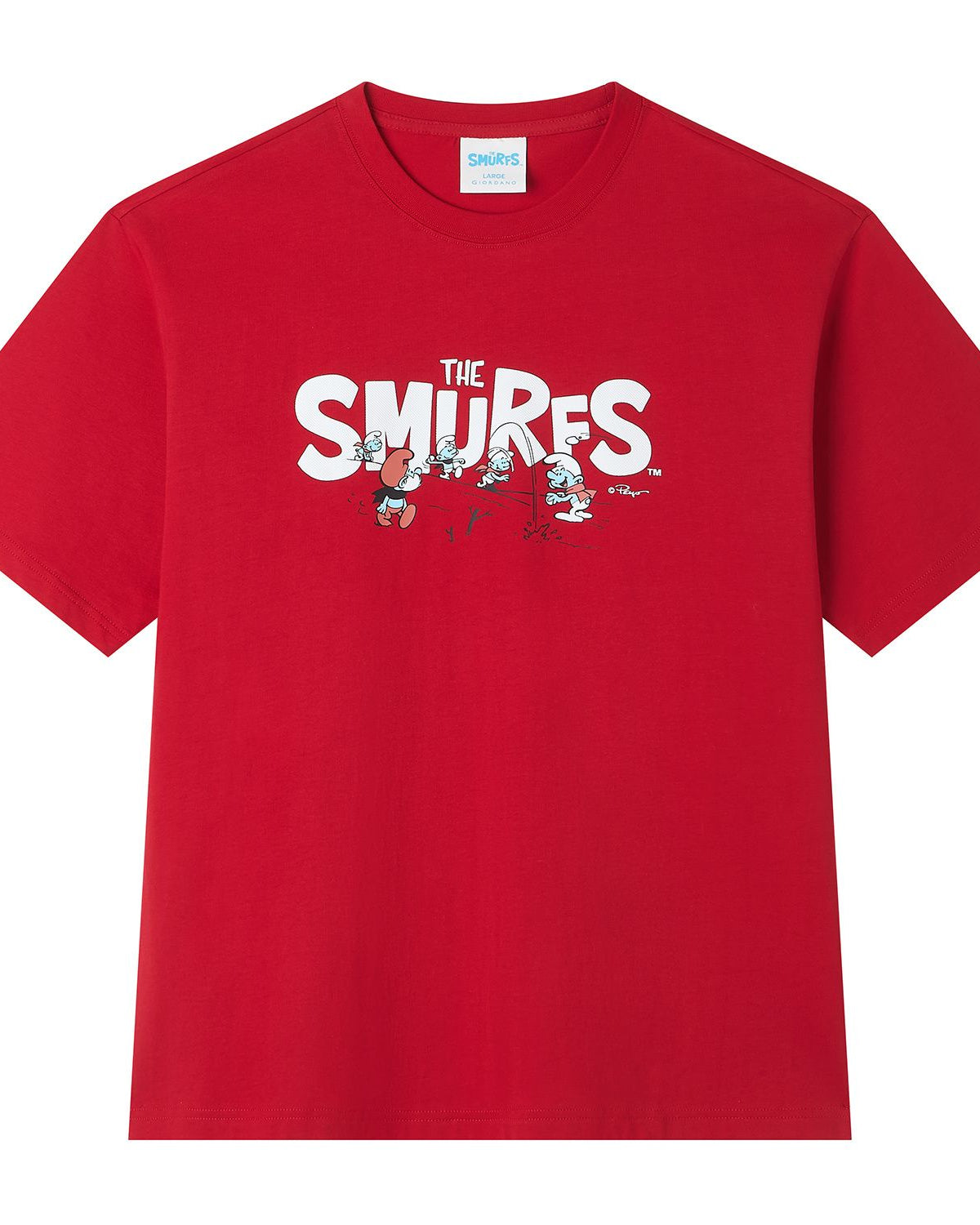 Men's Relaxed Fit Long Sleeve Smurfs Print Crew Neck Tee - Image 7