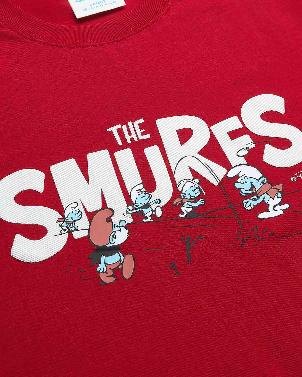 Men's Relaxed Fit Long Sleeve Smurfs Print Crew Neck Tee - Image 10