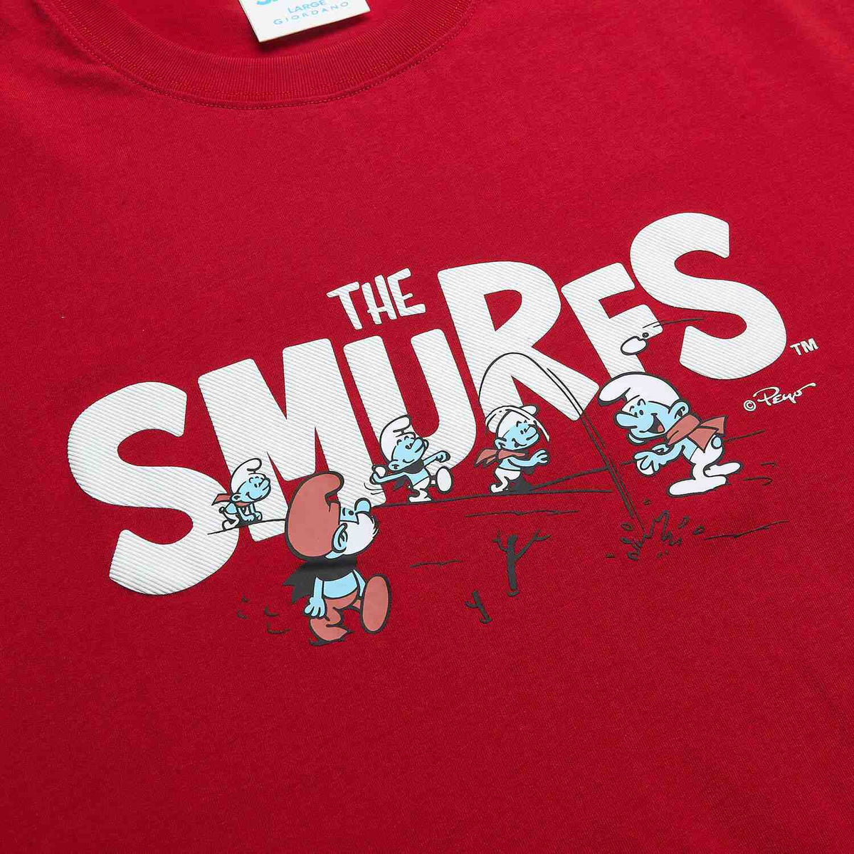 Men's Relaxed Fit Long Sleeve Smurfs Print Crew Neck Tee - Image 10