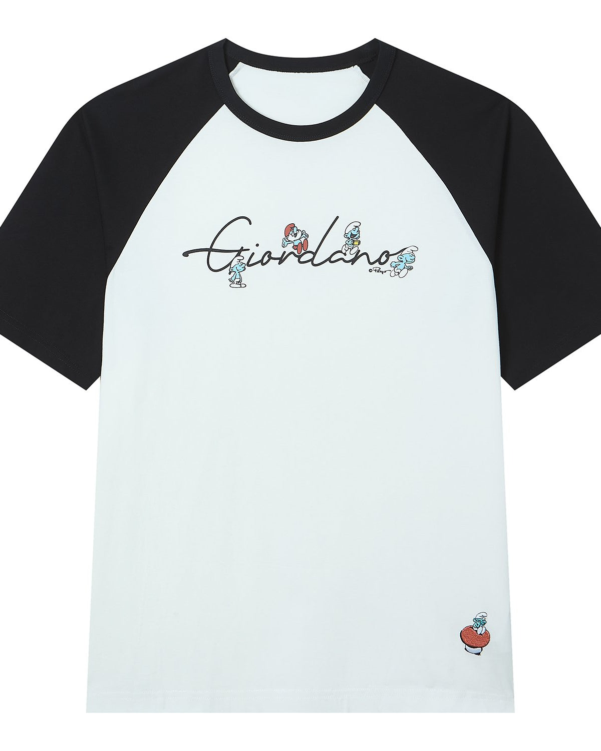 Men's Relaxed Fit Raglan Sleeve Smurfs Print Crew Neck Tee - Image 6