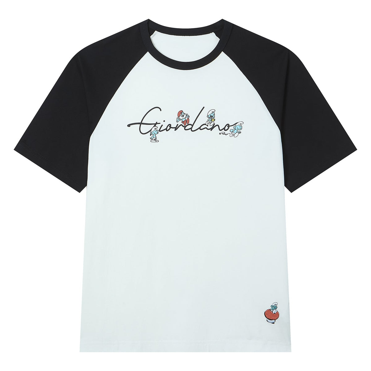 Men's Relaxed Fit Raglan Sleeve Smurfs Print Crew Neck Tee - Image 6