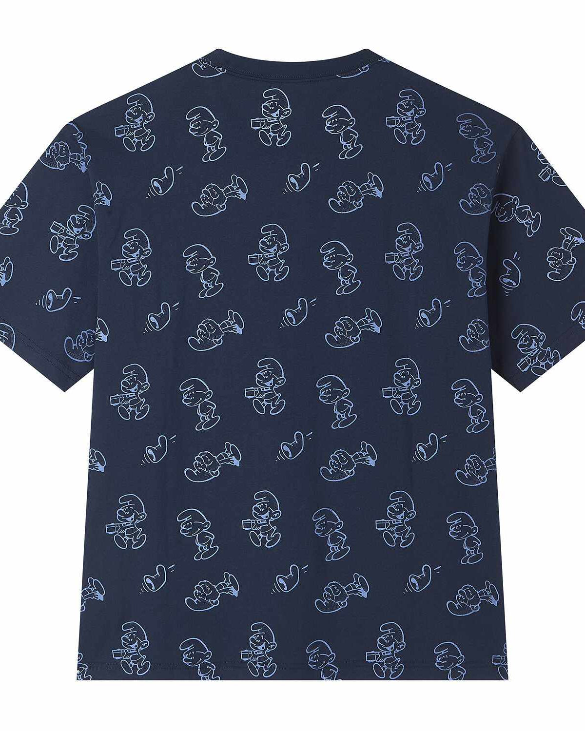 Men's Relaxed Fit Smurfs Print Crew Neck Tee - Image 7