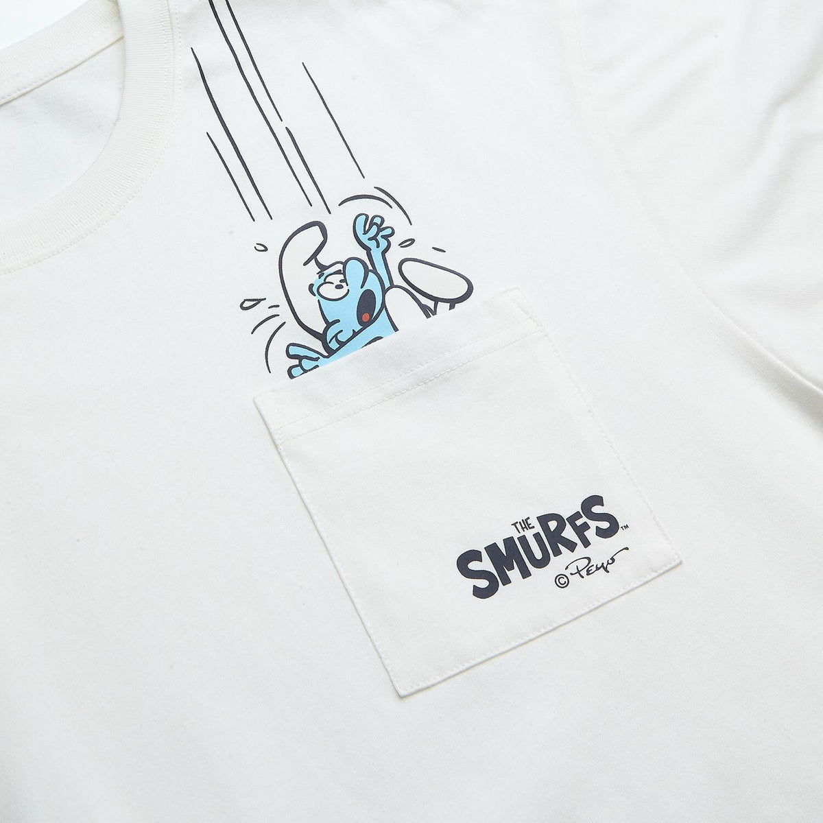 Men's Relaxed Fit Smurfs Pocket Print Crew Neck Tee - Image 9