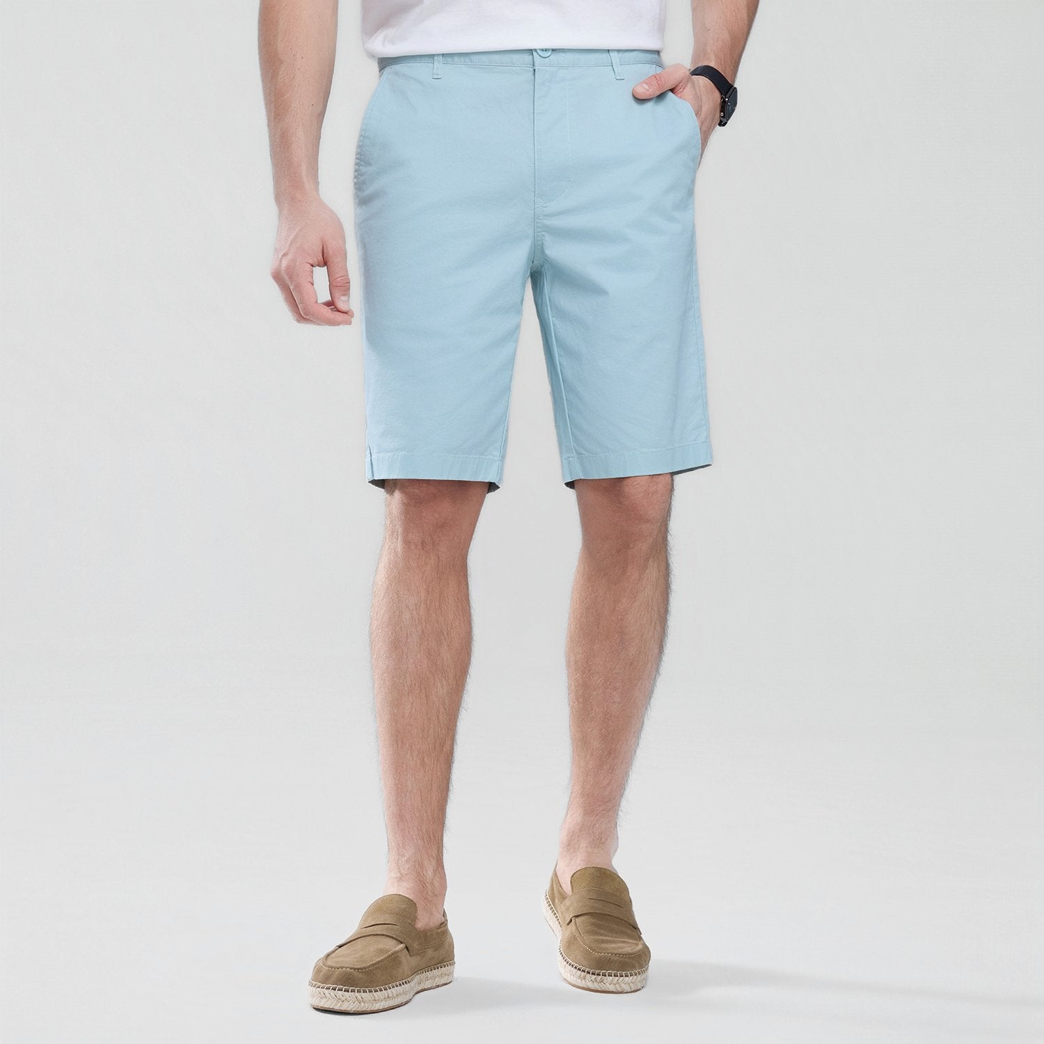 Men's Slim Twill Bermuda Shorts with Stretch Waist - Image 3
