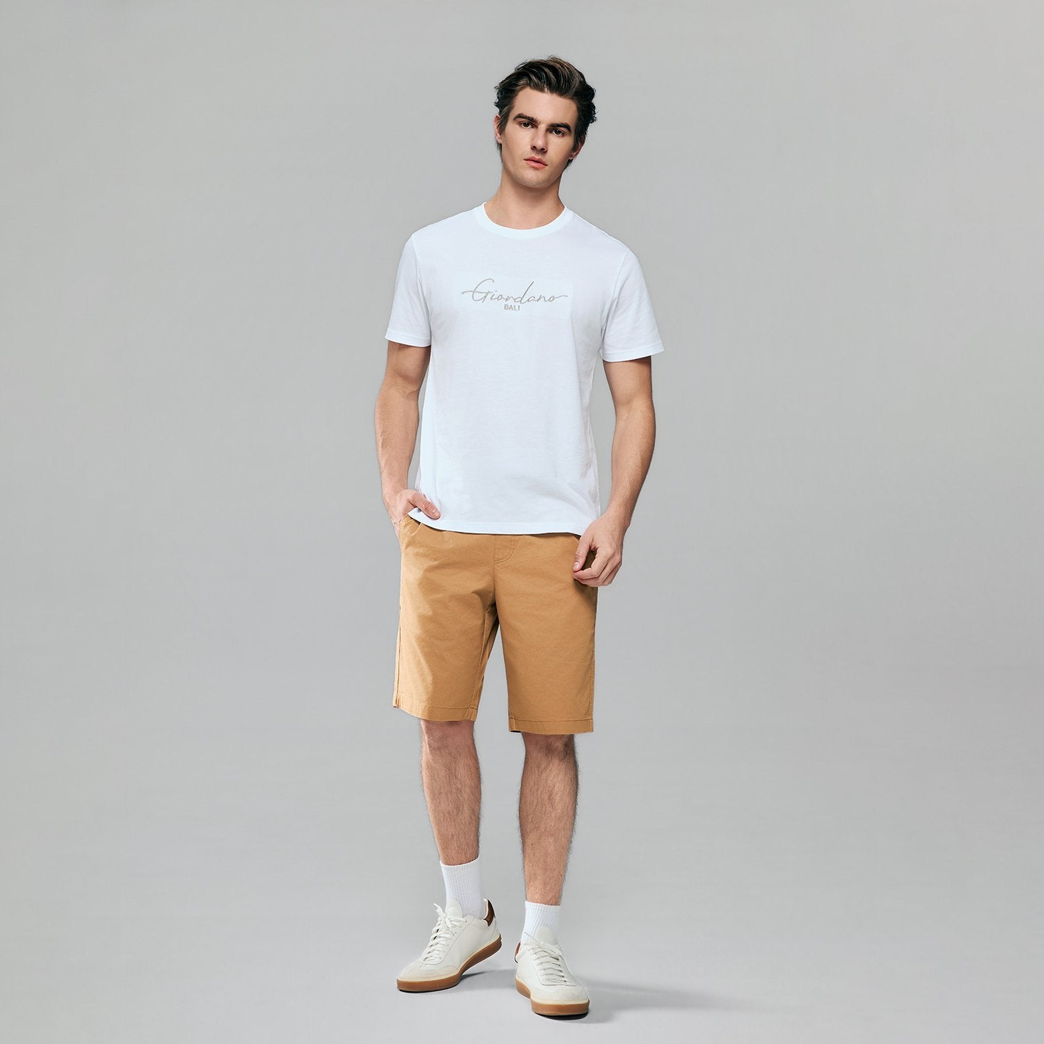 Men's Elastic Waist Slim Bermuda Shorts - Image 1