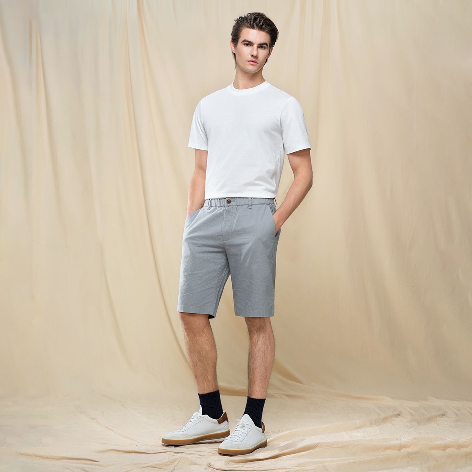 Men's Slim Linen Cotton Bermuda Shorts - Image 2