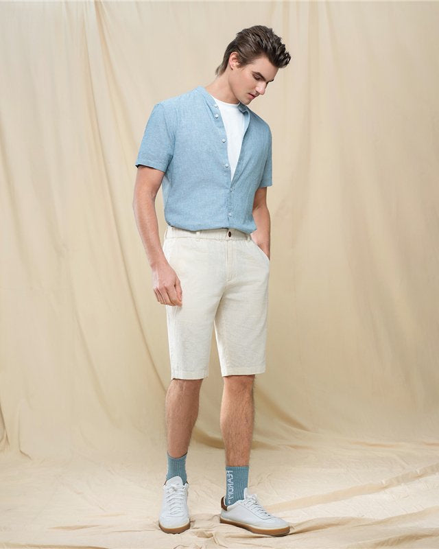 Men's Slim Linen Cotton Bermuda Shorts - Image 2