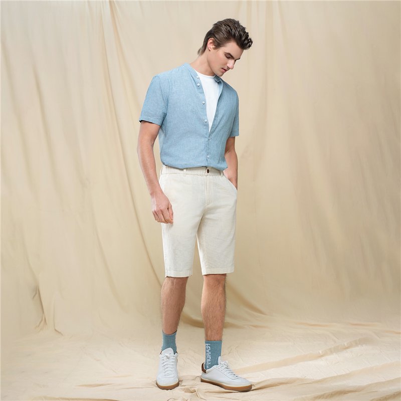 Men's Slim Linen Cotton Bermuda Shorts - Image 2