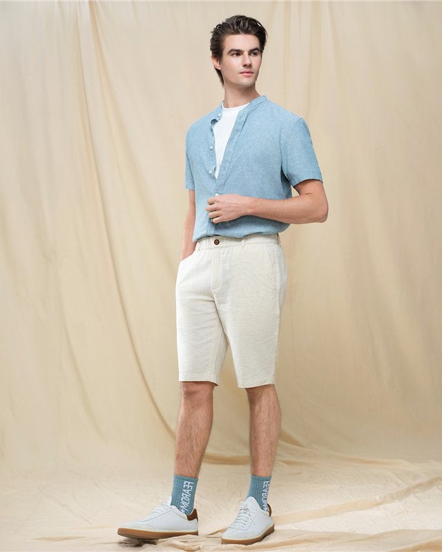 Men's Slim Linen Cotton Bermuda Shorts - Image 7