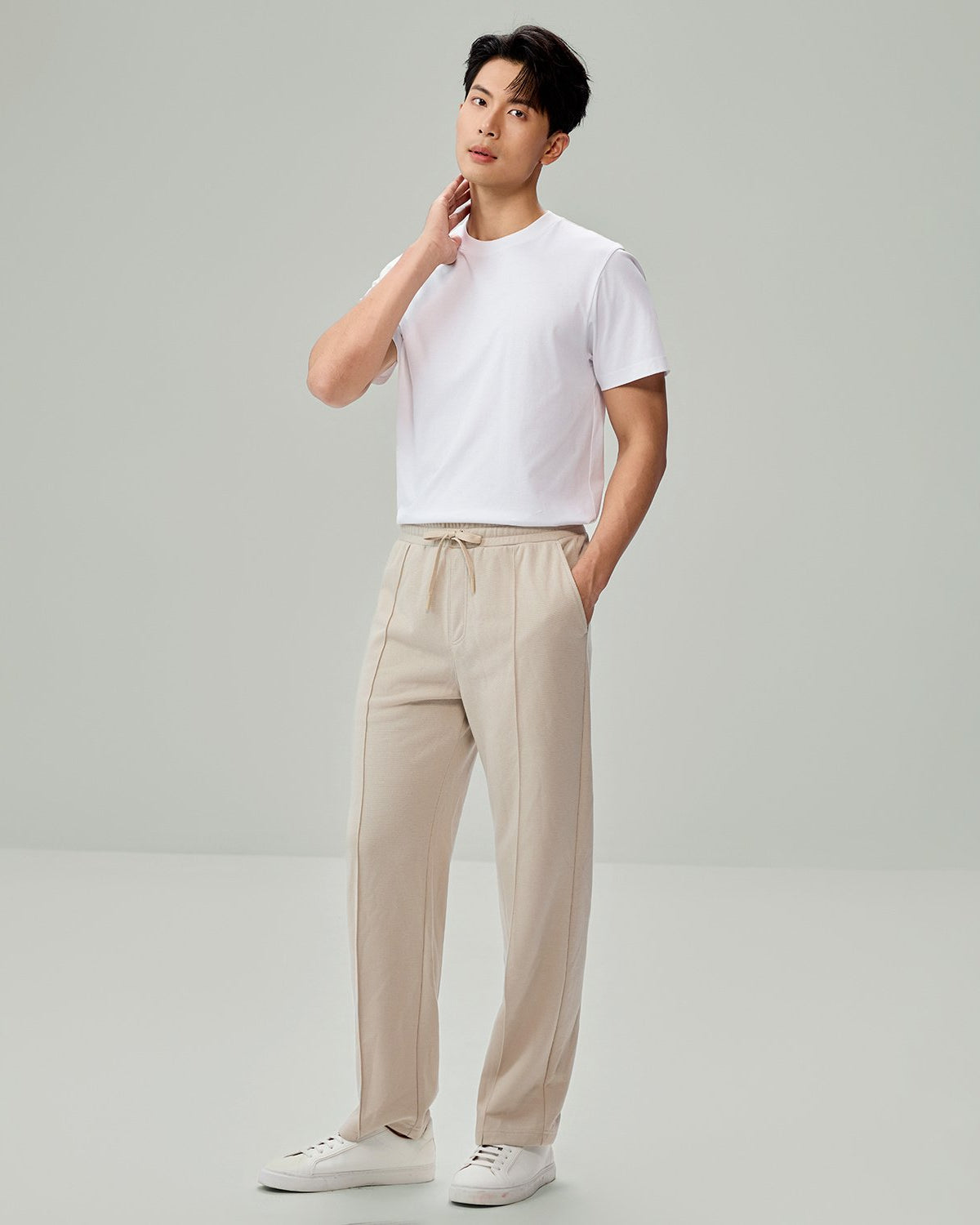 Men's Jacquard Mid Rise Relaxed Straight Jogger - Image 1