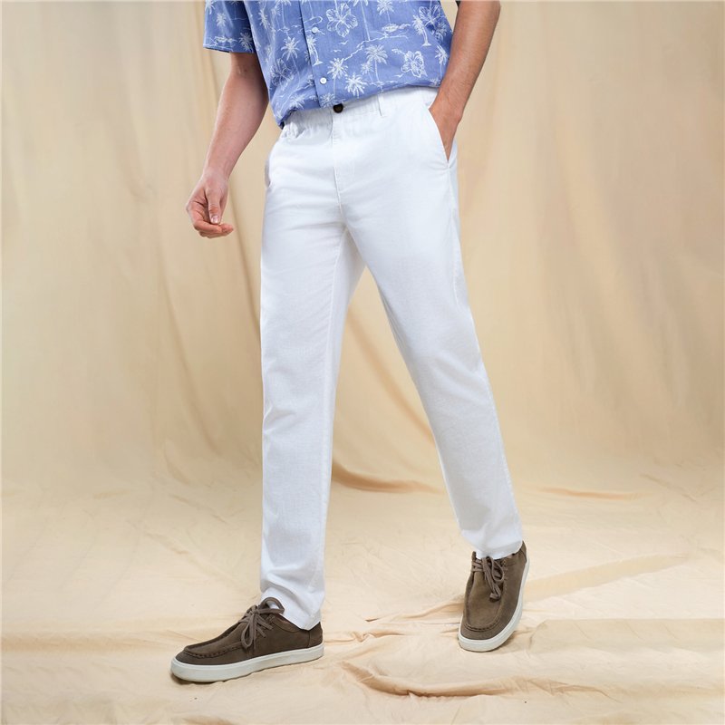 Men's Slim Taper Linen Cotton Khakis - Image 1