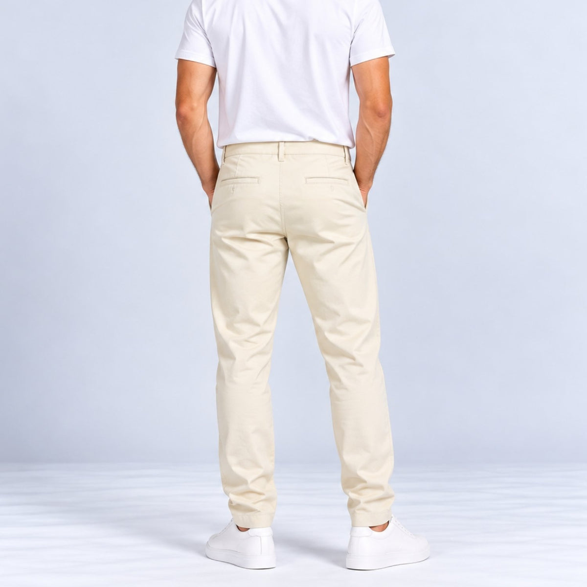 Men's Twill Mid Rise Regular Taper Khakis - Image 2